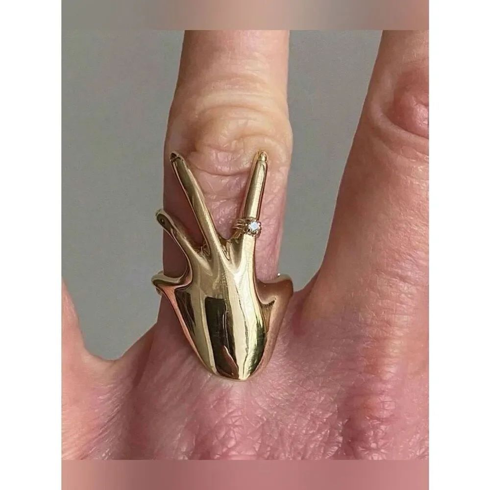 Gold Sculptural Hand Ring A1979